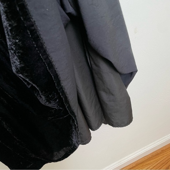 TALBOTS Black Velvet Ruched Sleeve Midi Fit & Flare Cocktail Dress LBD 16W - Picture 11 of 12